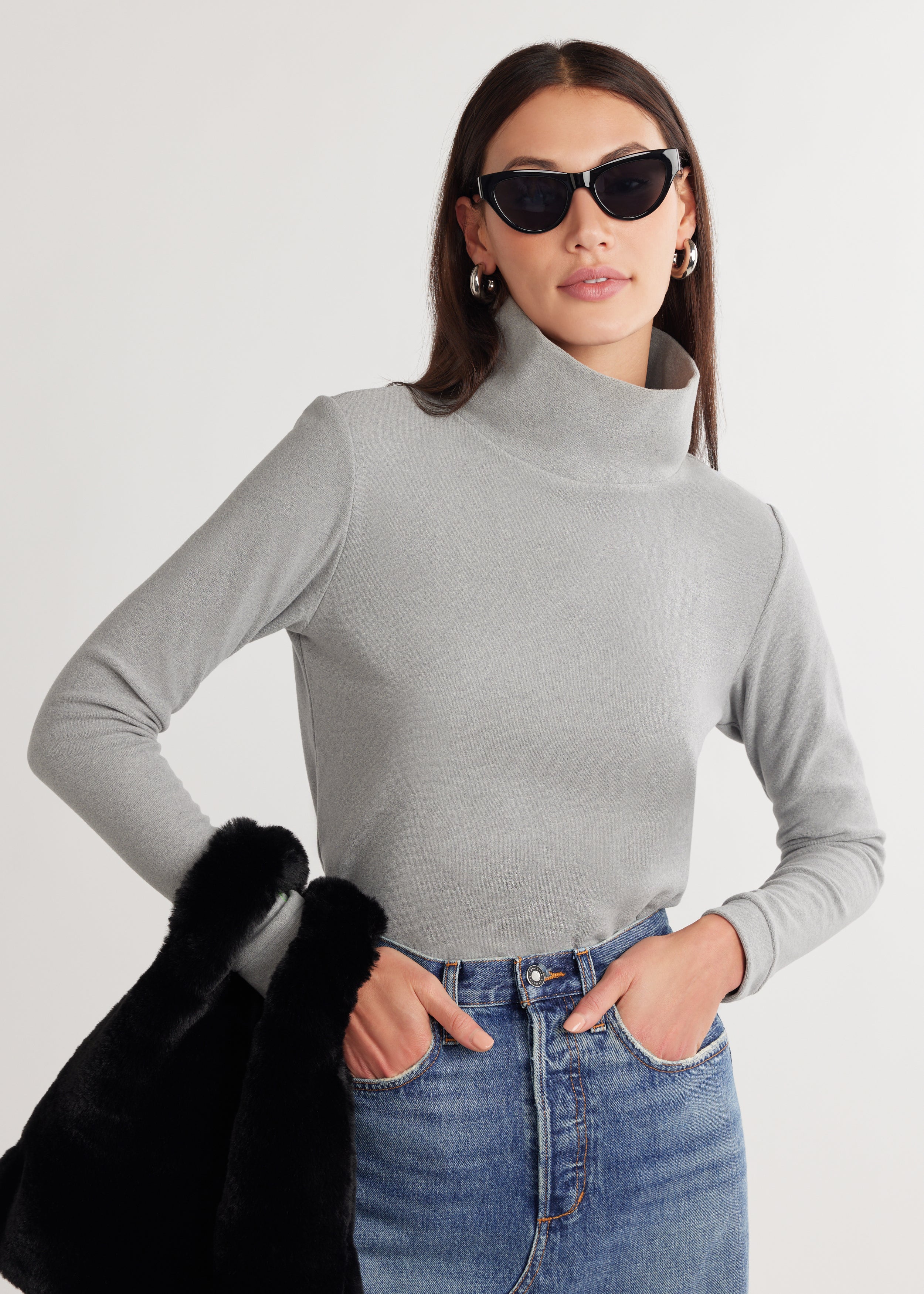 Park Slope Turtleneck in Terry Fleece (Heather Grey) – Dudley Stephens