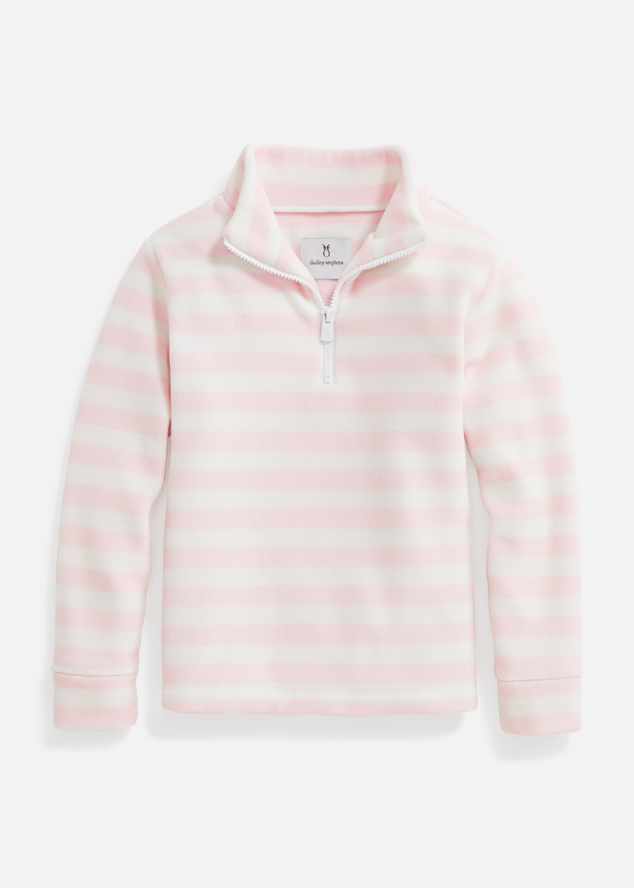 Kids Windabout Pullover Dudley White) / Stephens (Pink Striped Fleece – in