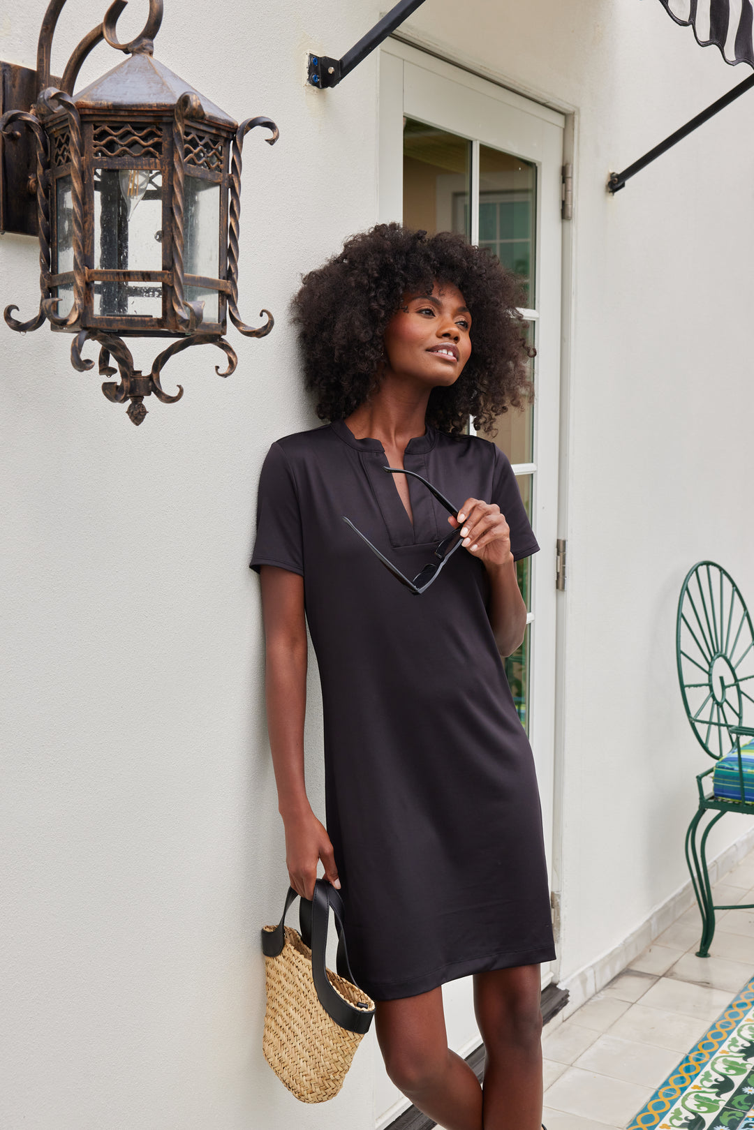 Monterey Short Dress in Luxe Stretch (Black)