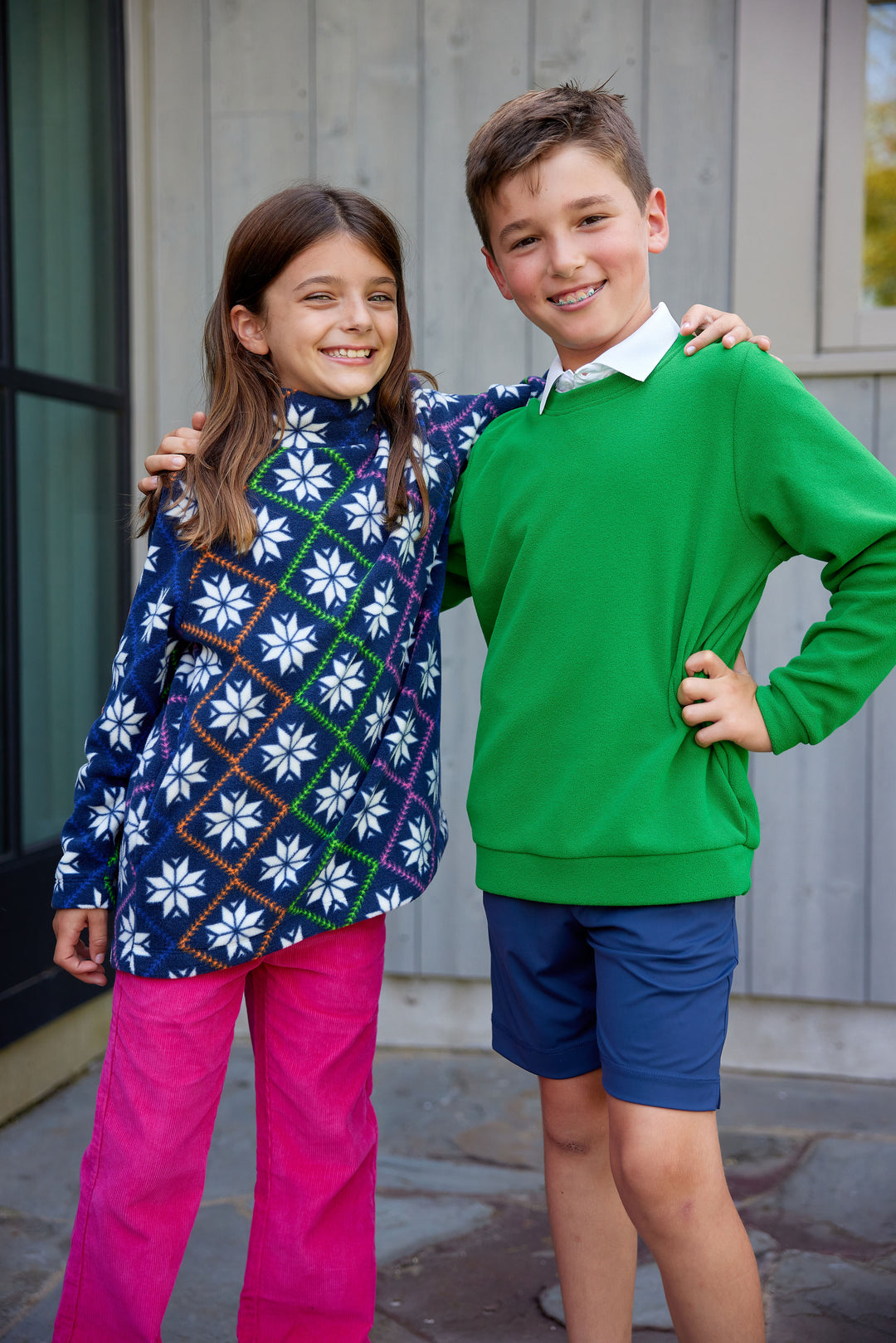 Greenbriar Girls Turtleneck in Vello Fleece (Squall)