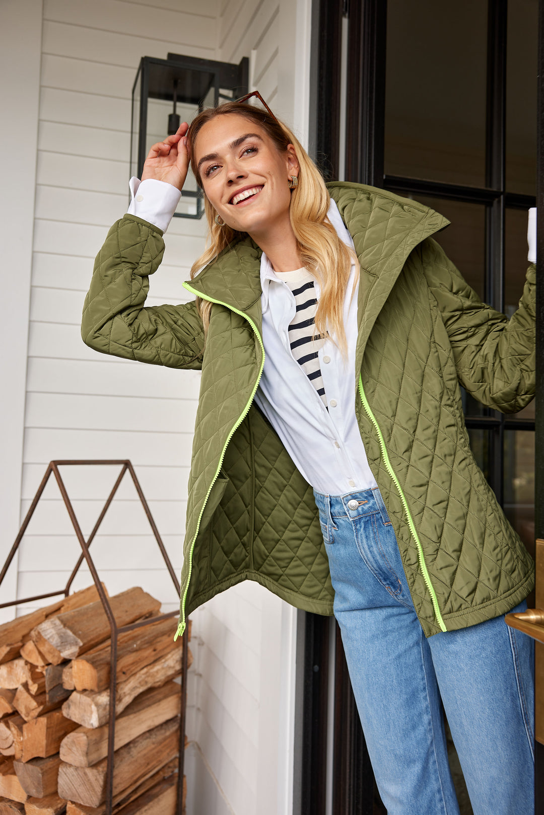 Morningside Jacket in Quilted Lustre (Army Green)