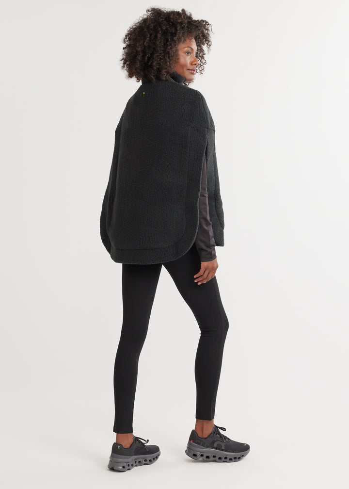 Ashford Poncho in Sherpa Fleece (Black)