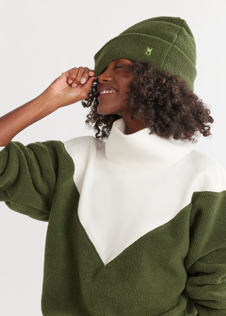 Beatrice Beanie in Sherpa Fleece (Spruce)