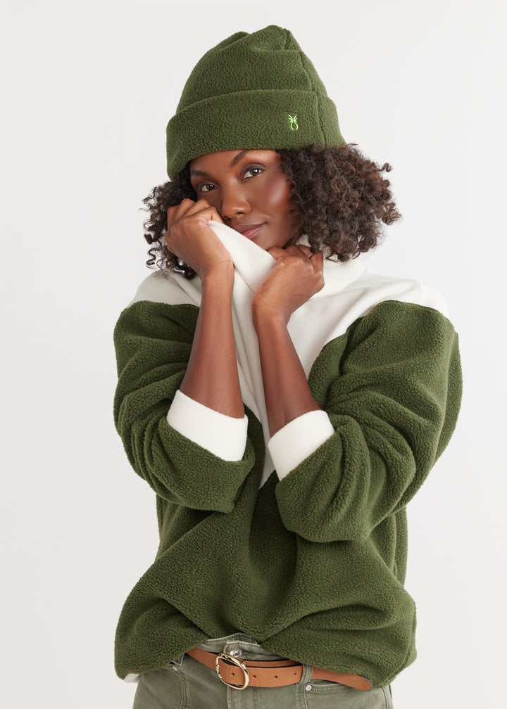 Beatrice Beanie in Sherpa Fleece (Spruce)