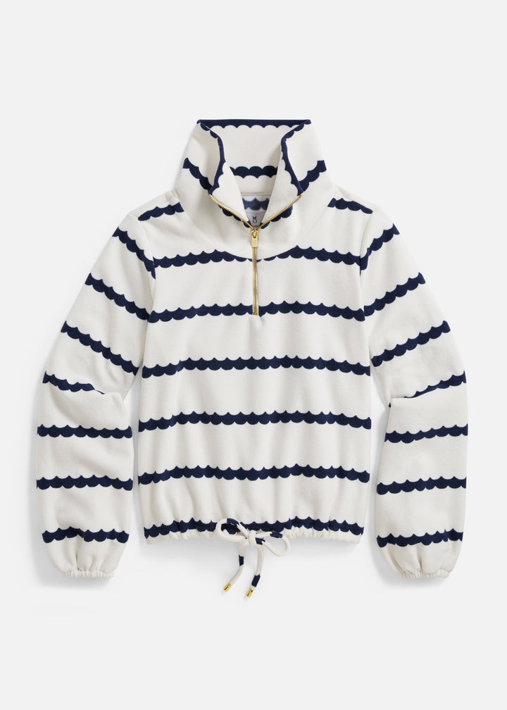 Boardwalk Pullover in Terry Fleece (Navy Scallop Stripe)