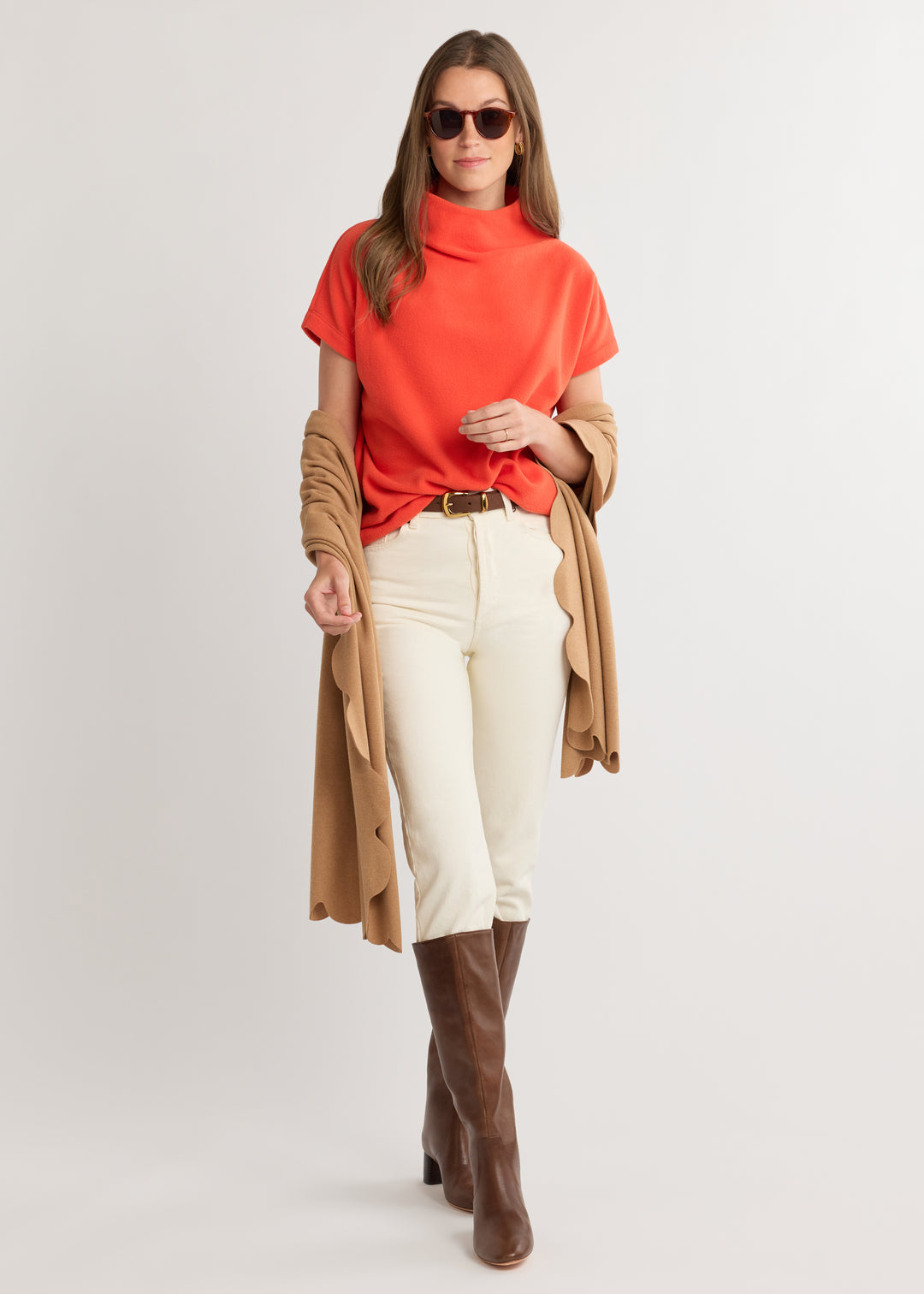 Bowery Mock Neck in Vello Fleece (Paprika)