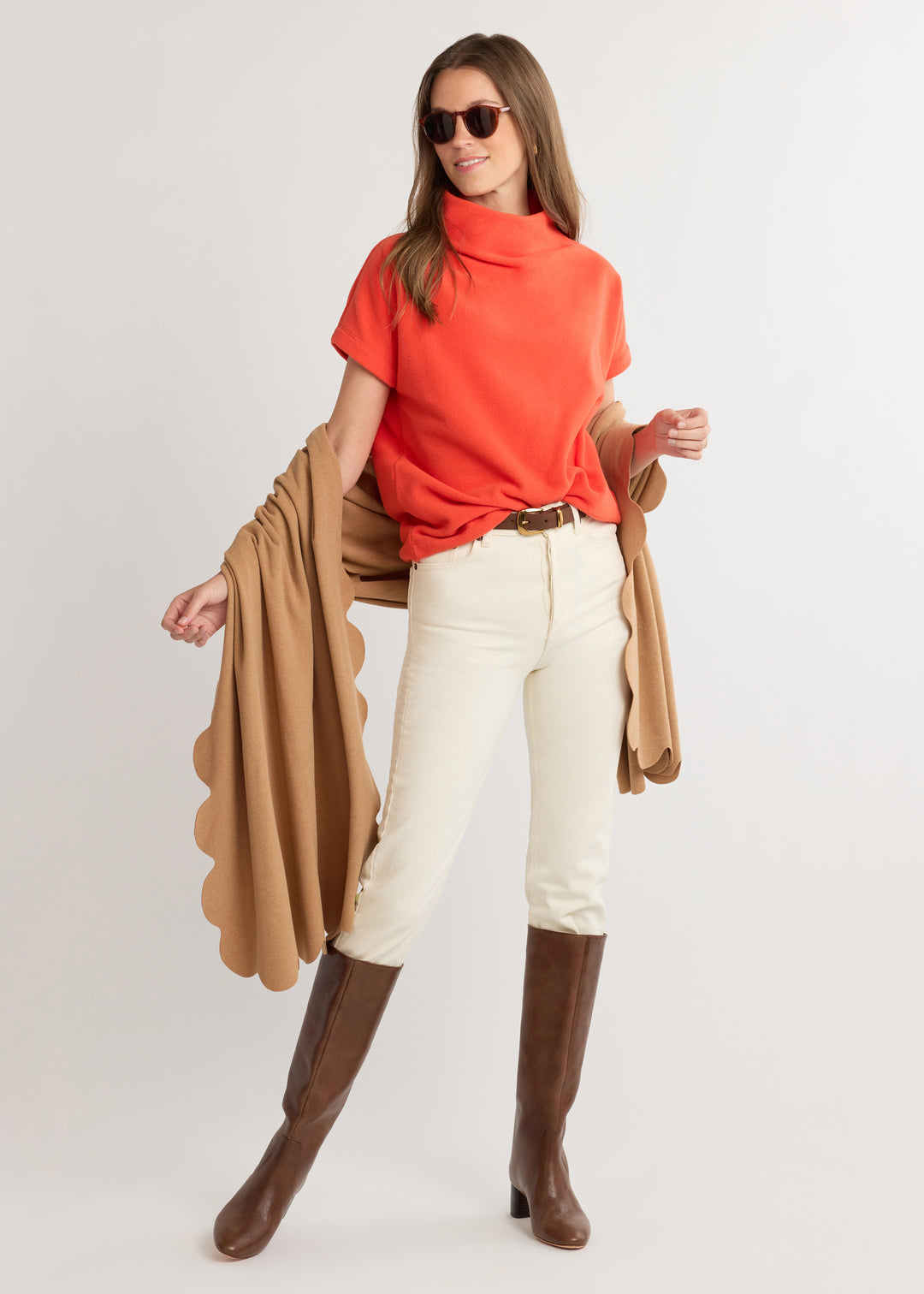 Bowery Mock Neck in Vello Fleece (Paprika)