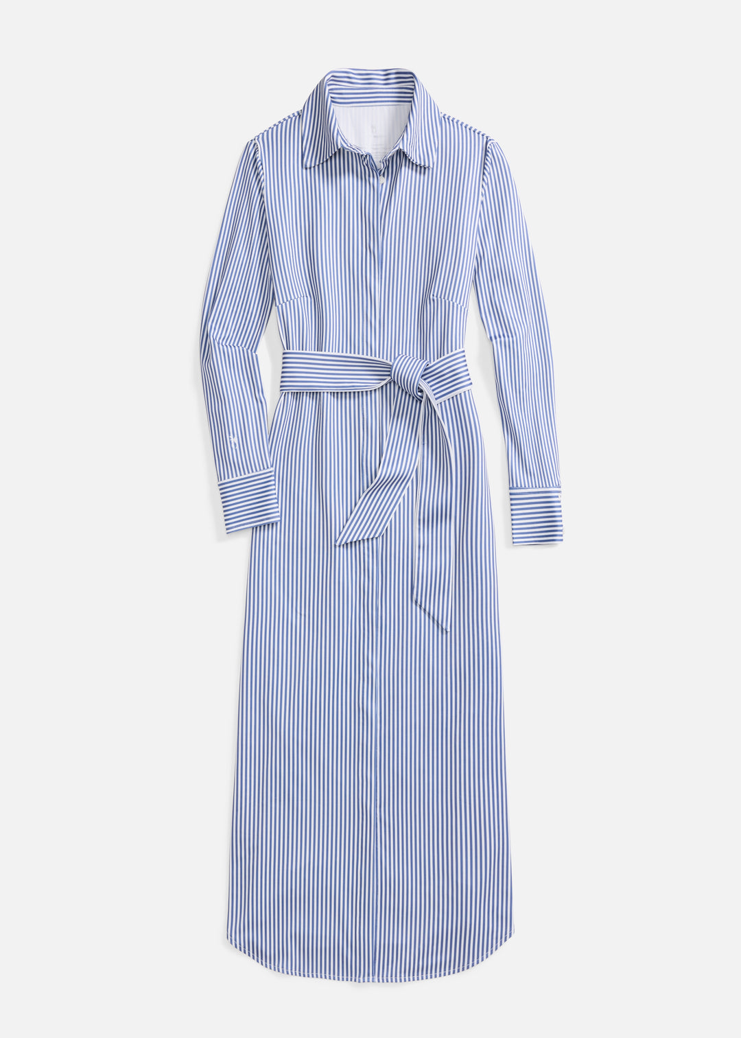 Brentwood Maxi Dress in Luxe Stretch (Blue Pinstripe)