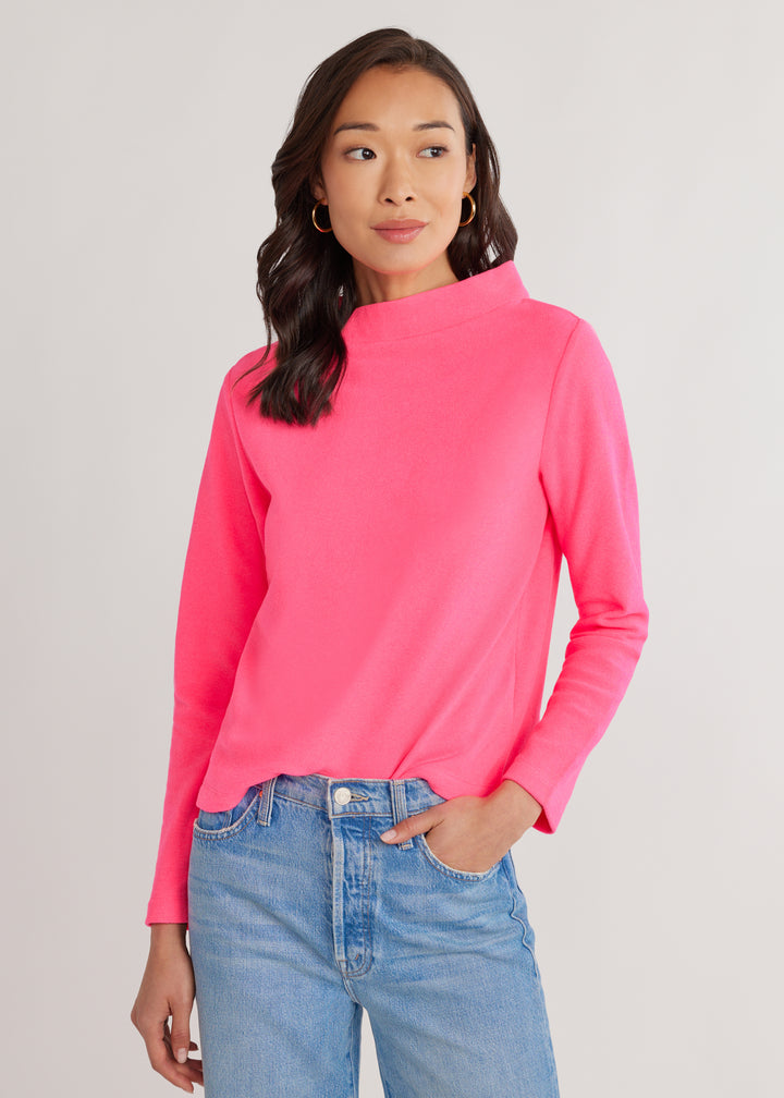 Brighton Boatneck in Terry Fleece (Neon Pink)