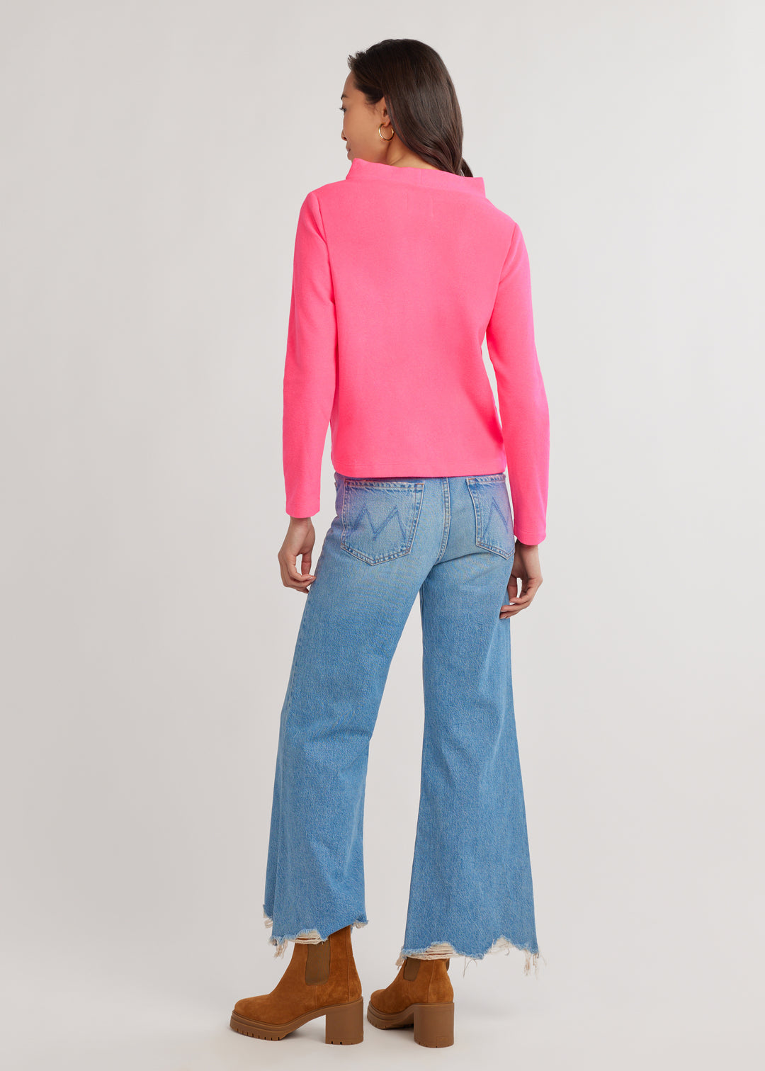 Brighton Boatneck in Terry Fleece (Neon Pink)