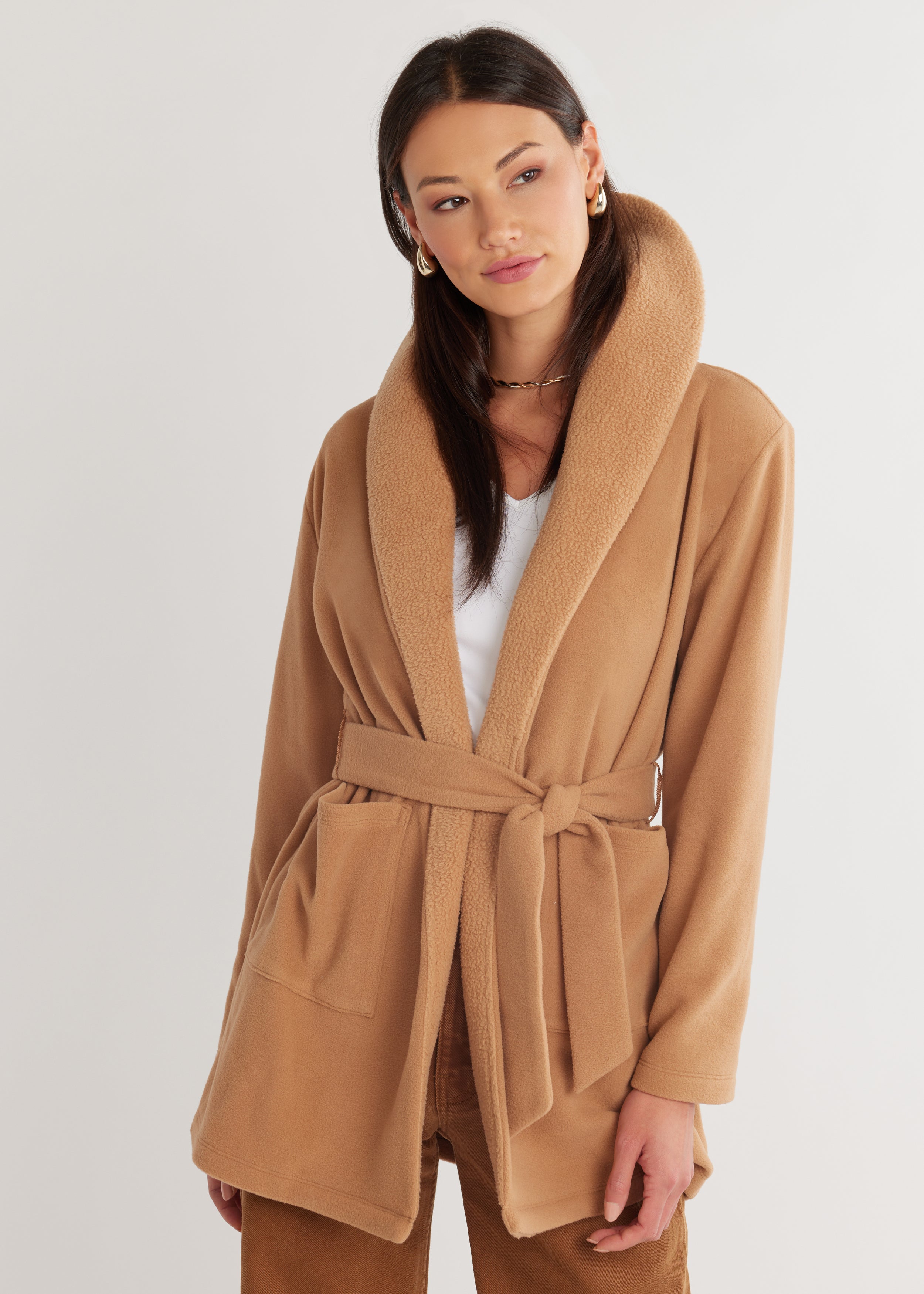 Camel hot sale belted cardigan