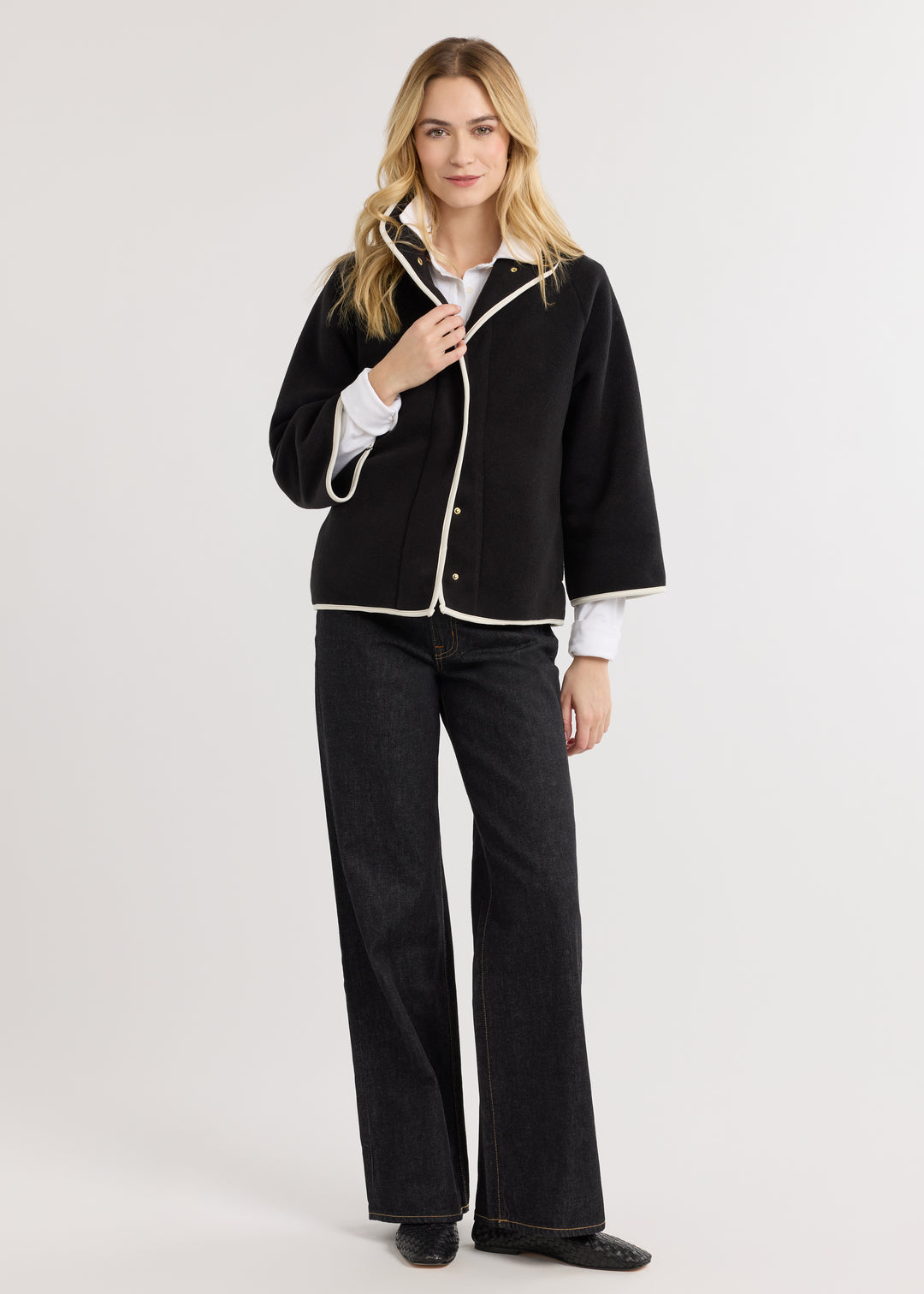 Catalina Jacket in Double Layer Vello Fleece (Black)