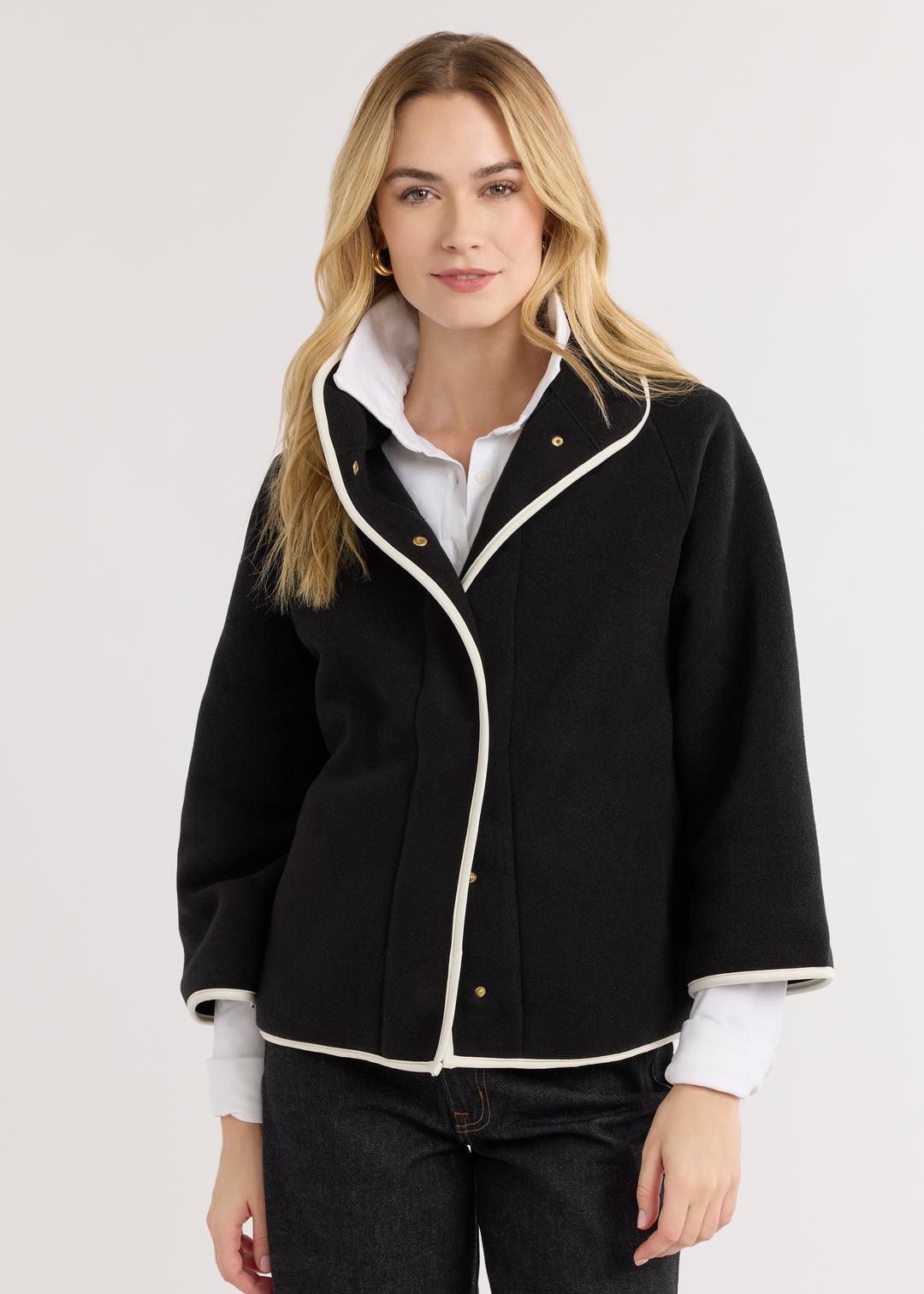 Catalina Jacket in Double Layer Vello Fleece (Black)