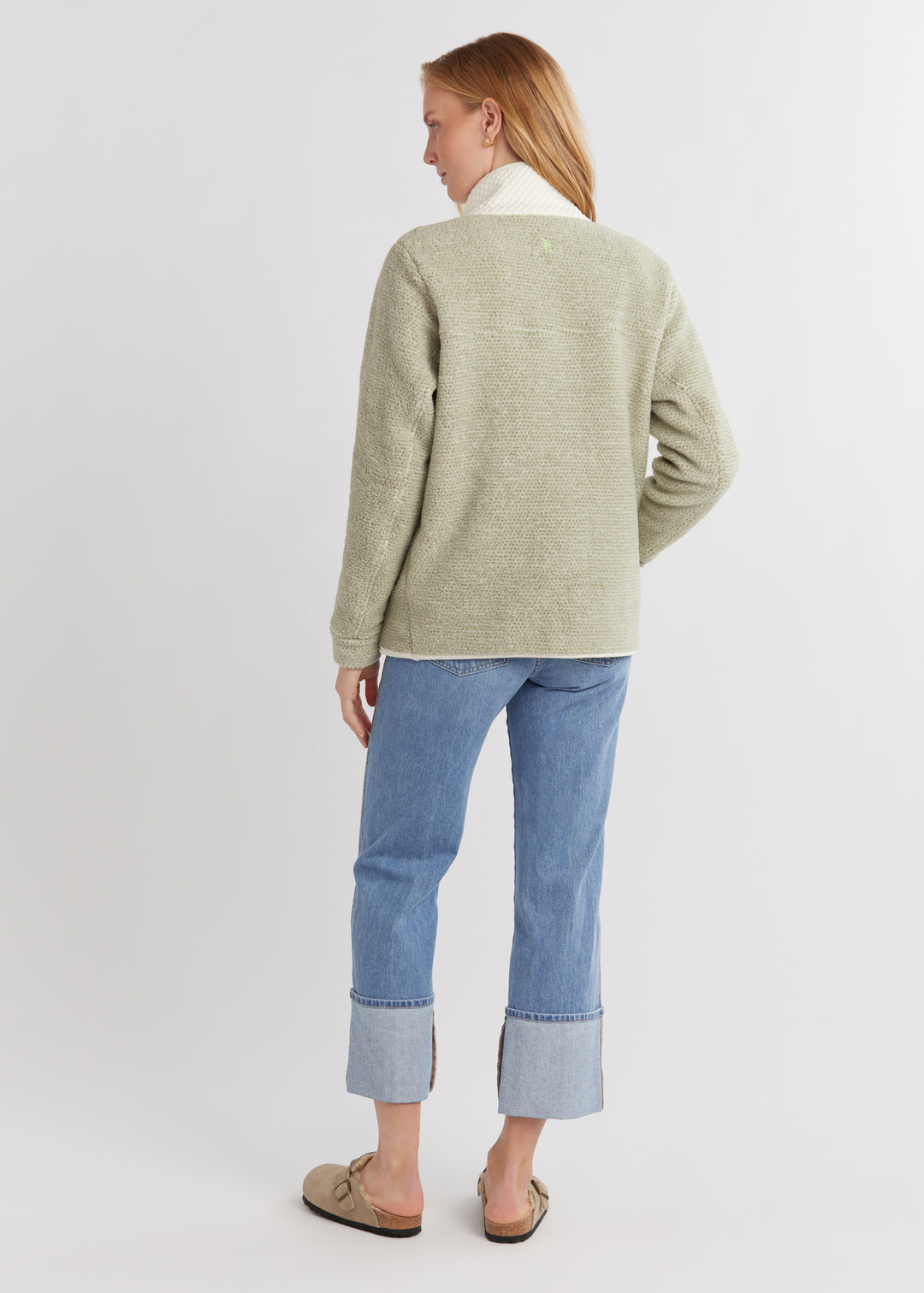 Cherry Lawn Pullover in Sherpa Fleece (Basil/Cream)