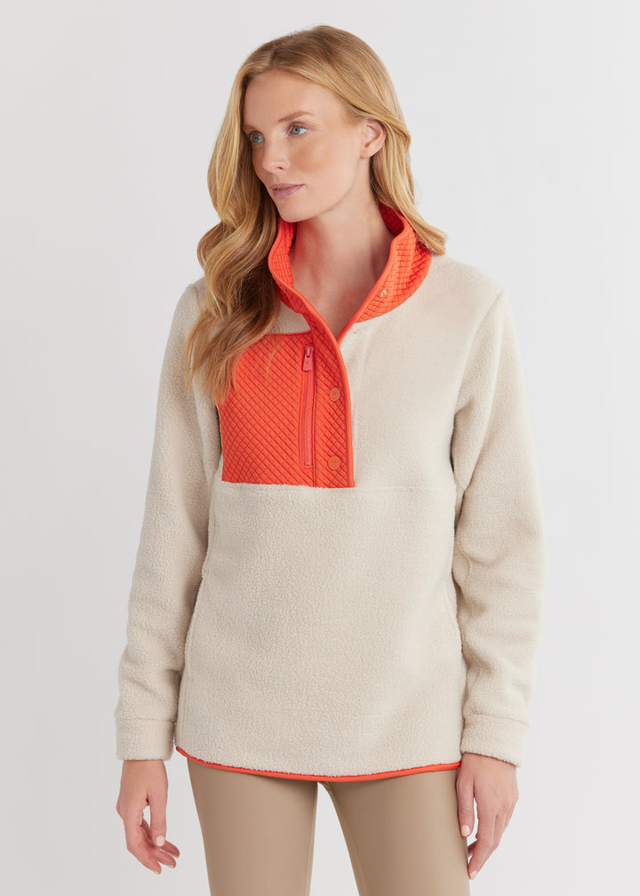 Cherry Lawn Pullover in Sherpa Fleece (Oatmeal/Paprika)