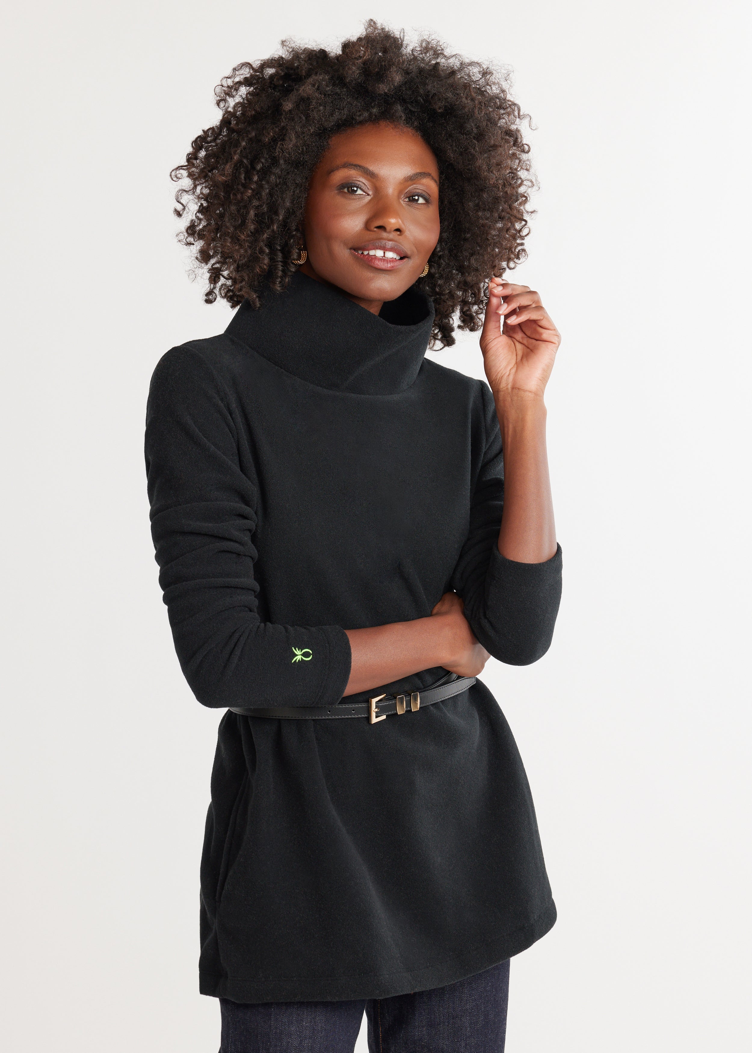 Cobble Hill Turtleneck in Vello Fleece Black