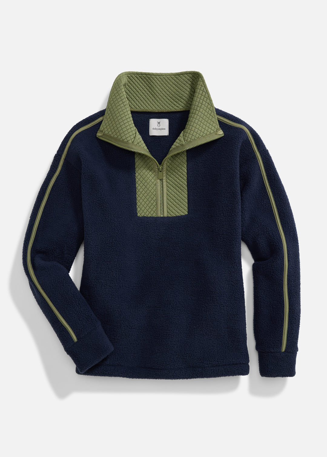 Emerson Pullover in Sherpa Fleece (Navy/Army Green)