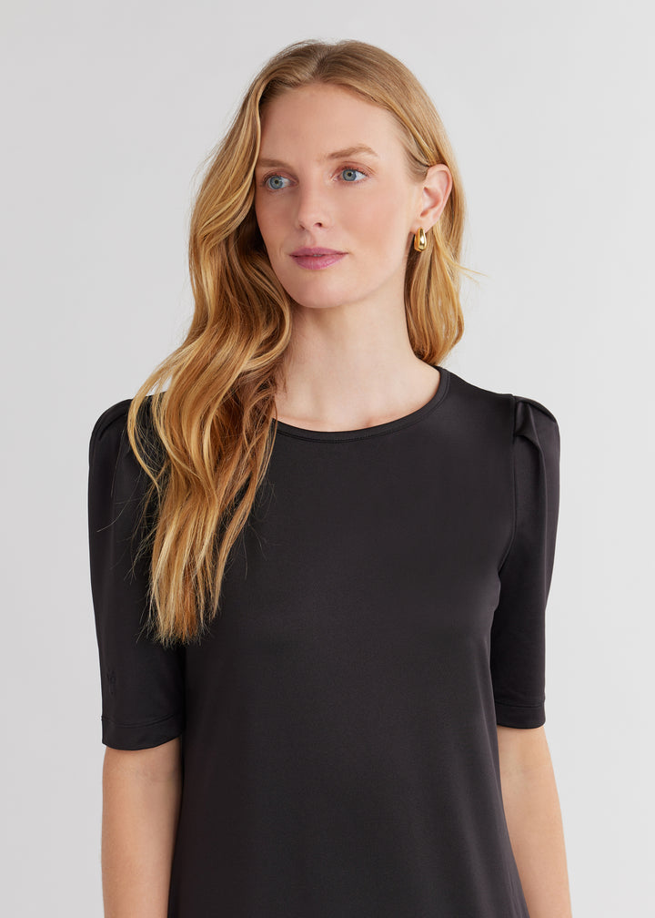 Evelyn Short Dress in Luxe Stretch (Black)