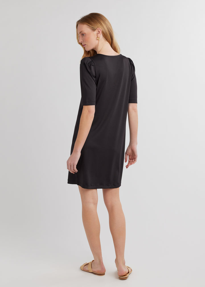 Evelyn Short Dress in Luxe Stretch (Black)