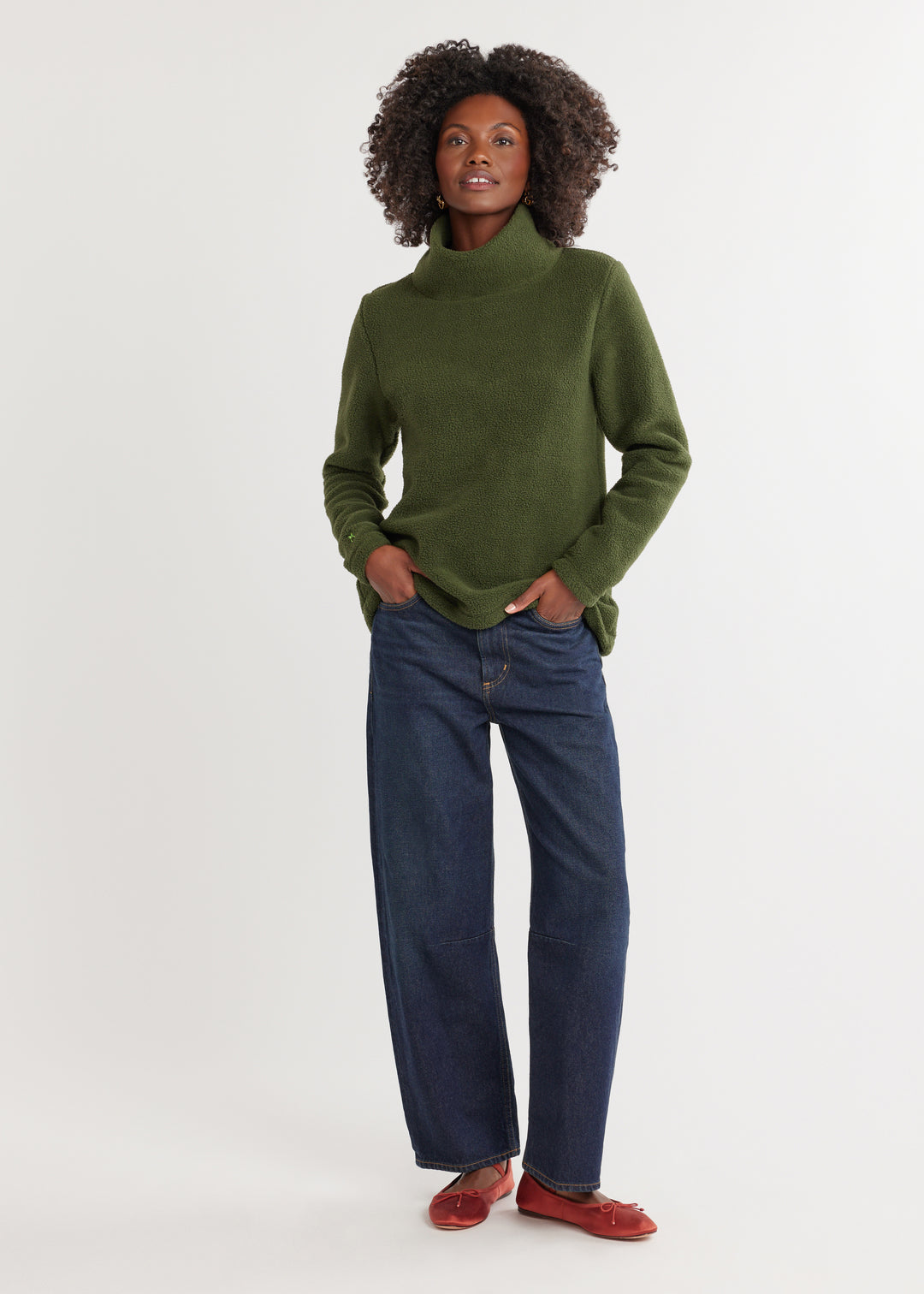 Greenpoint Turtleneck in Sherpa Fleece (Spruce)