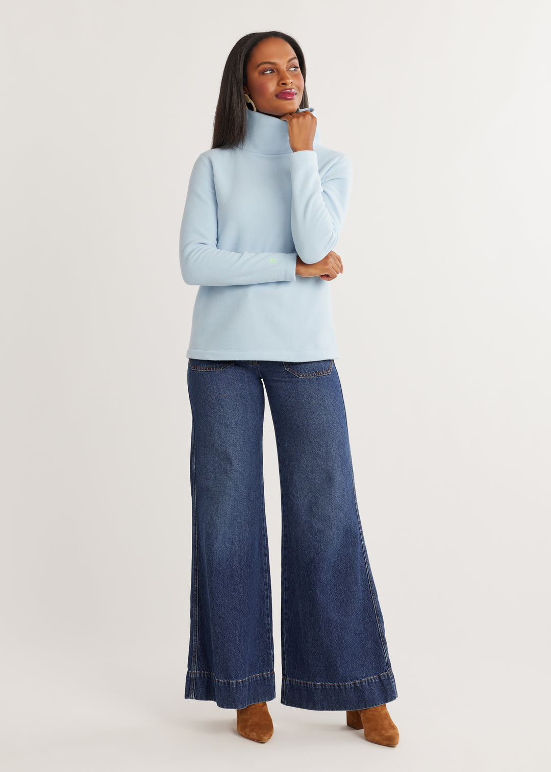 Greenpoint Turtleneck in Vello Fleece (Ice Blue)