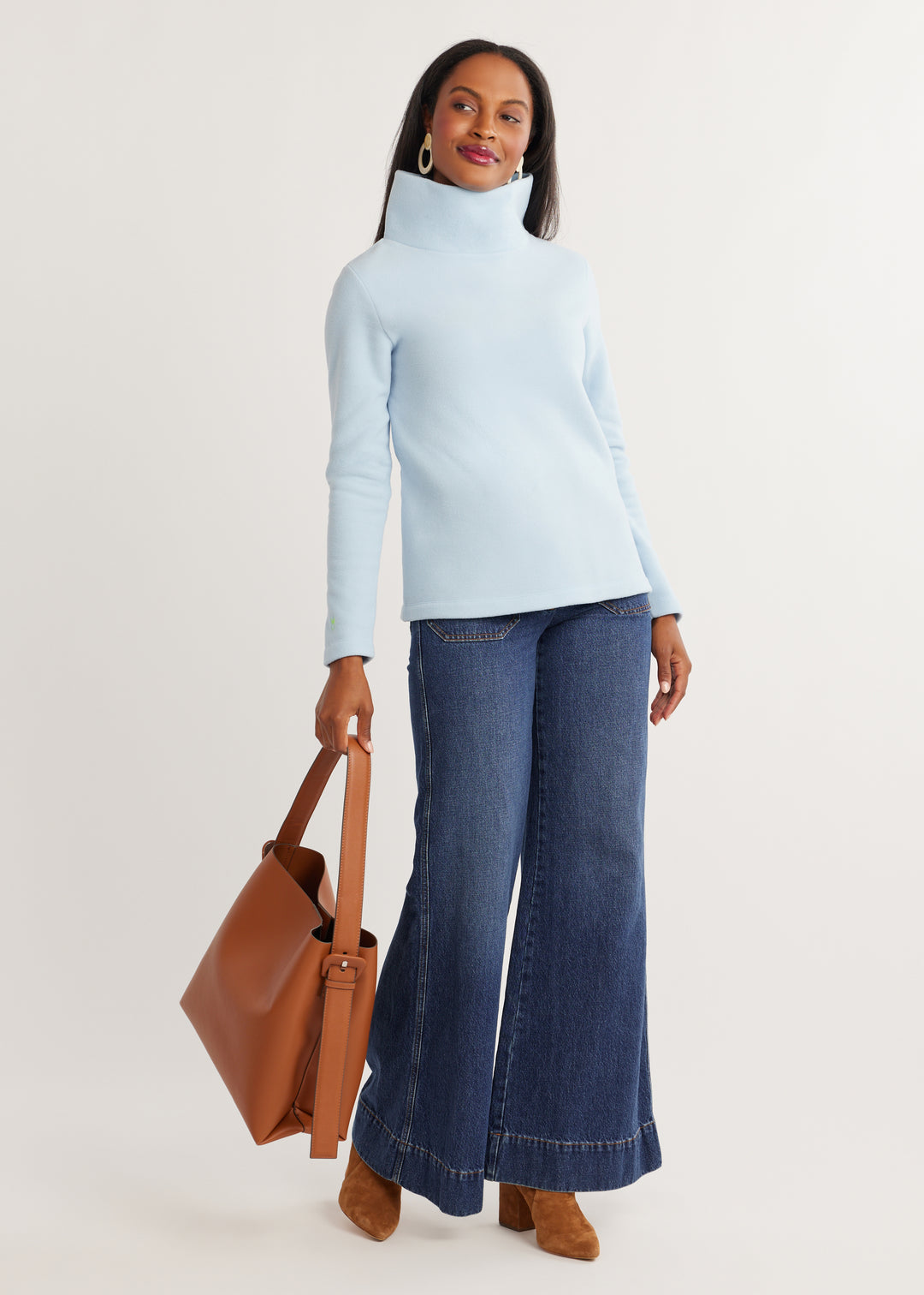 Greenpoint Turtleneck in Vello Fleece (Ice Blue)