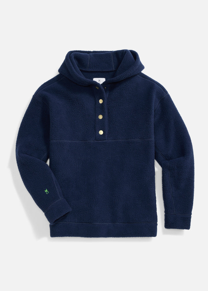 Hooded Palomino Pullover in Sherpa Fleece (Navy)