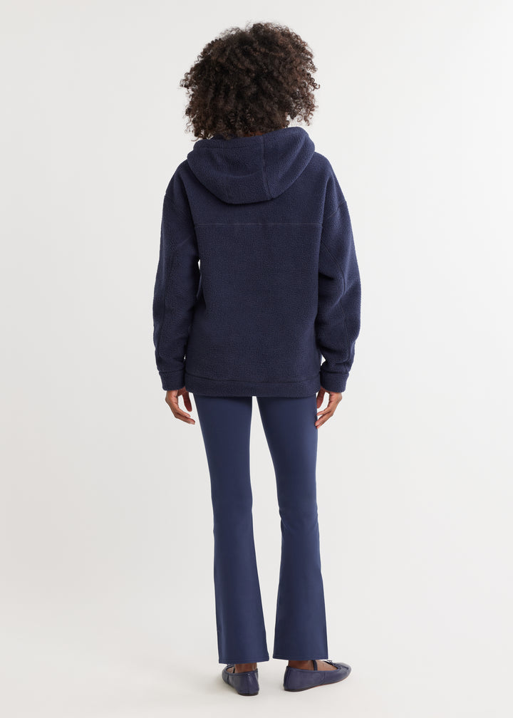 Hooded Palomino Pullover in Sherpa Fleece (Navy)