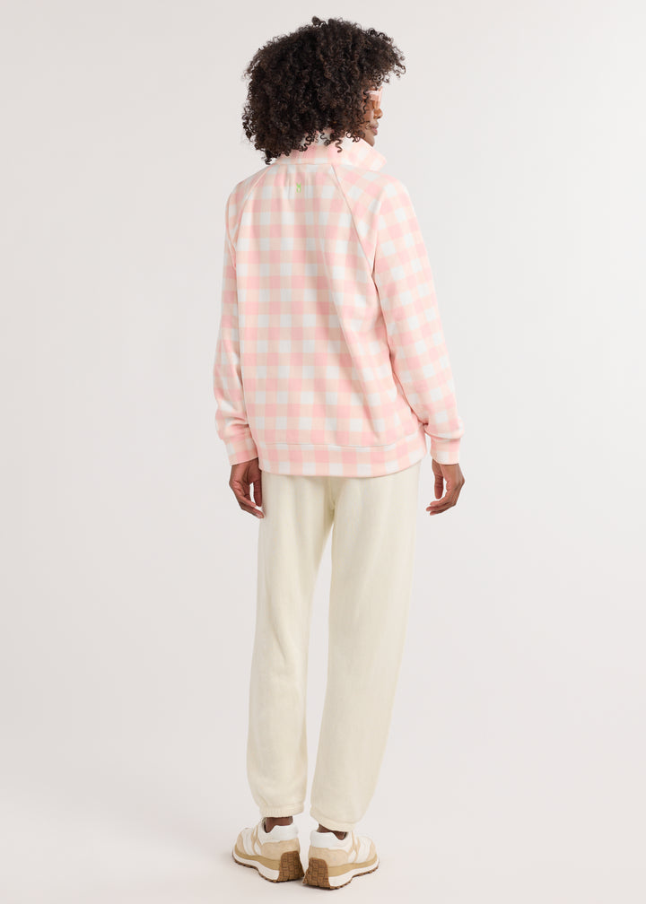 Ingrid Pullover in Terry Fleece (First Blush Gingham)