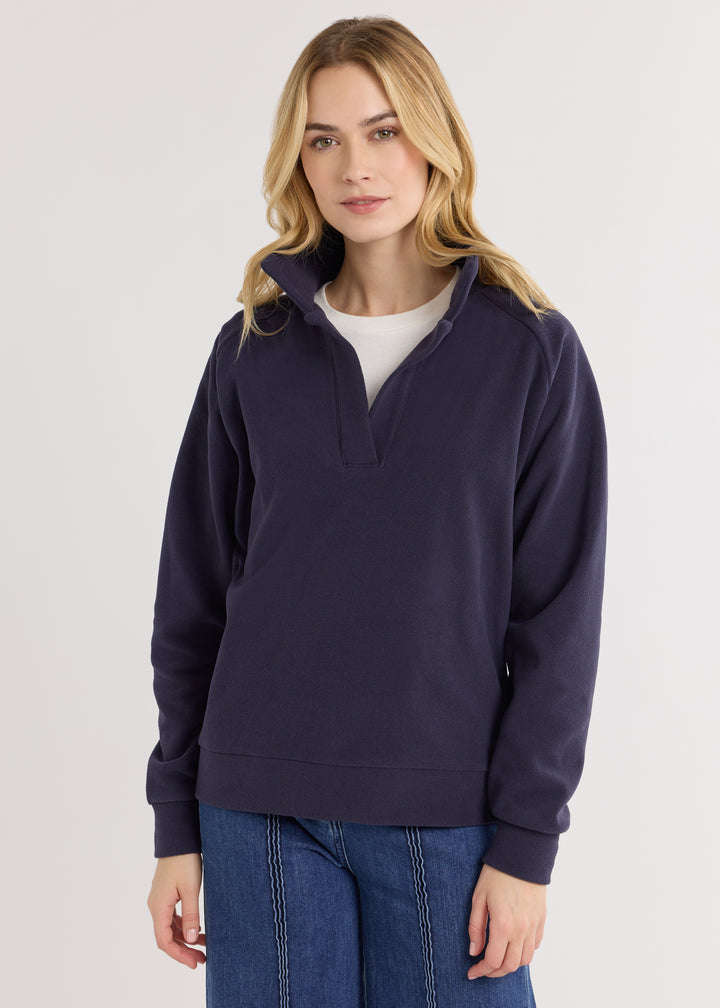 Ingrid Pullover in Terry Fleece (Navy)