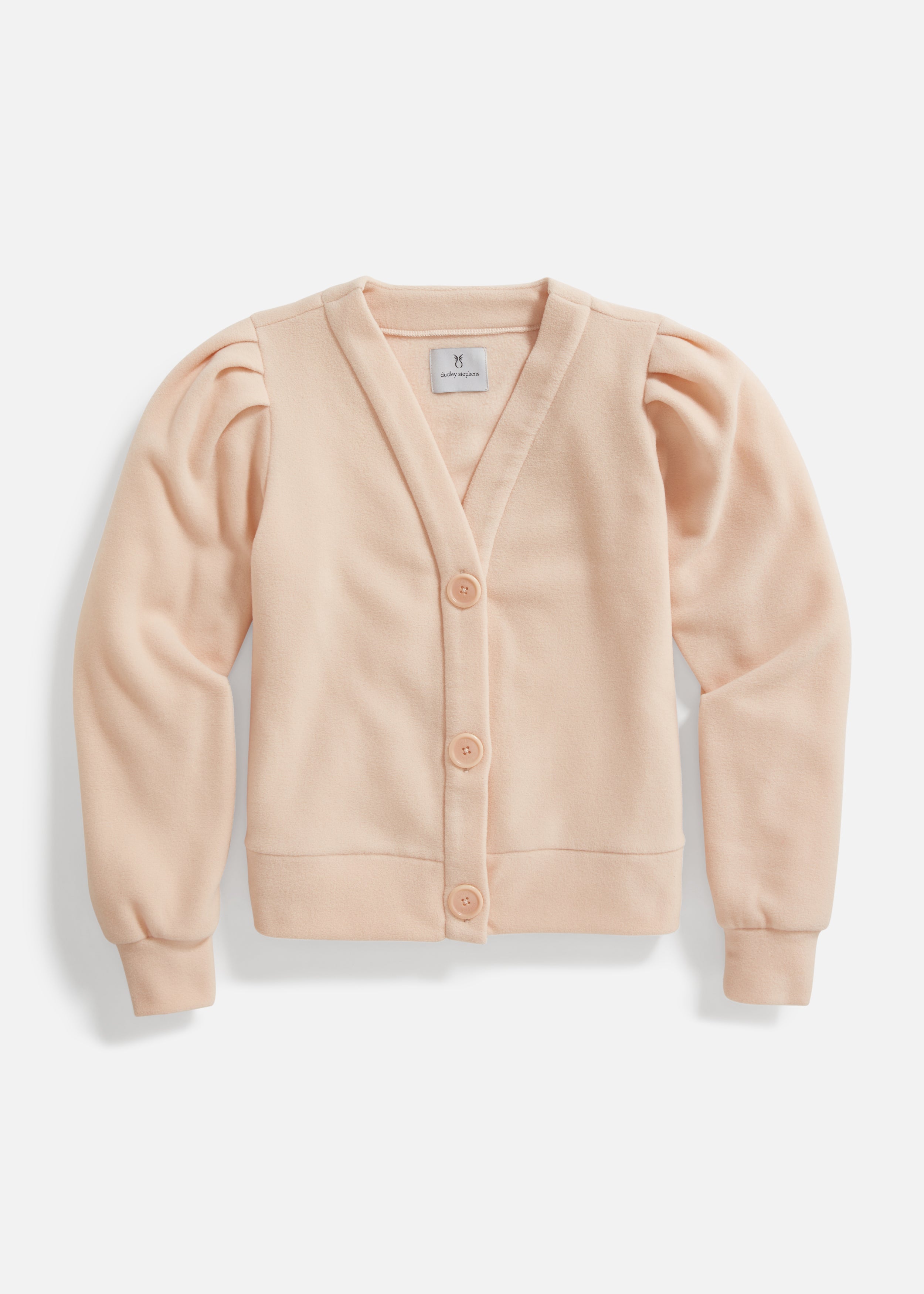 Kelly Puff Sleeve Cardigan in Vello Fleece (Ecru) – Dudley Stephens