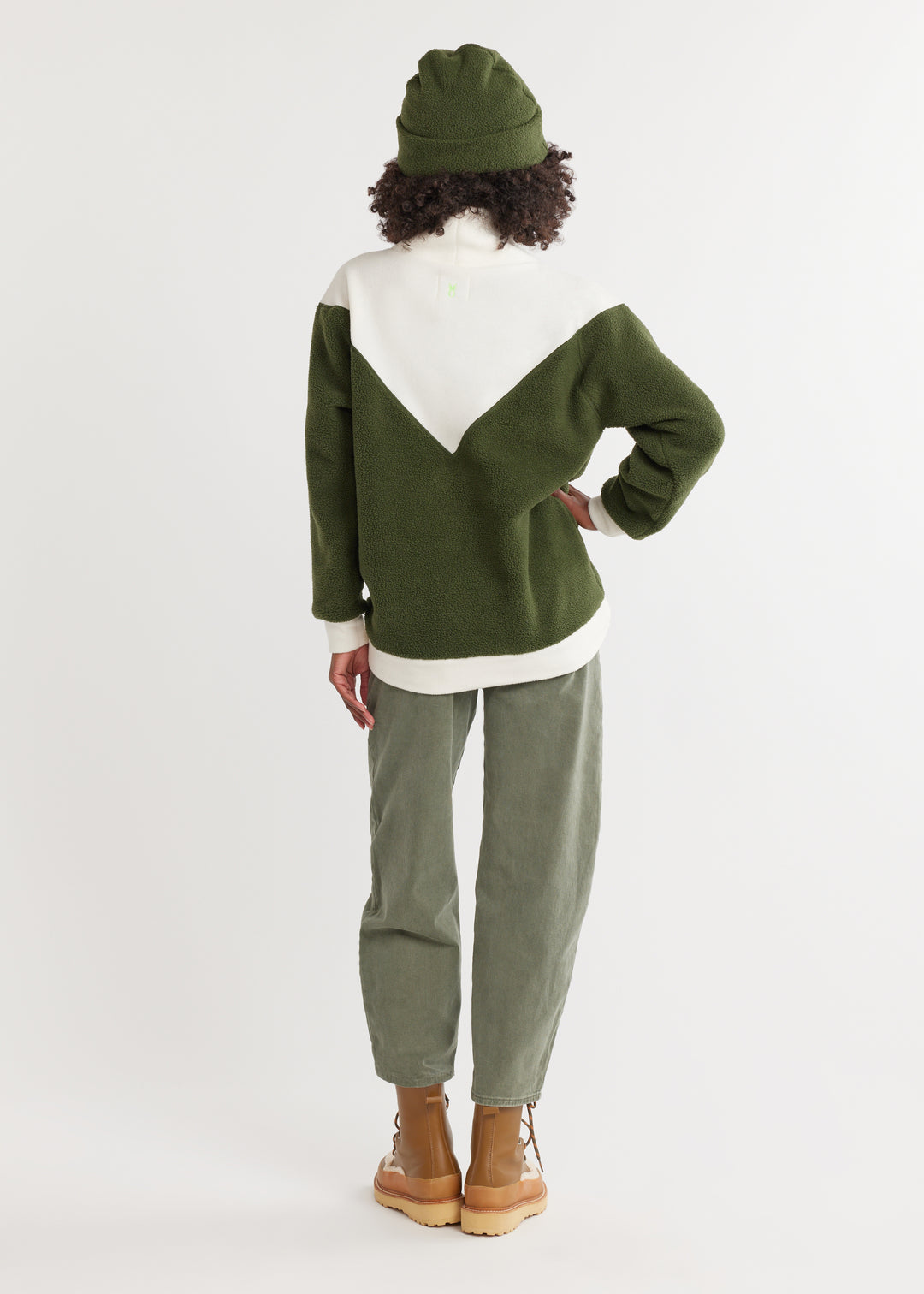 Kendall Pullover in Sherpa/Vello Fleece (Spruce/Cream)