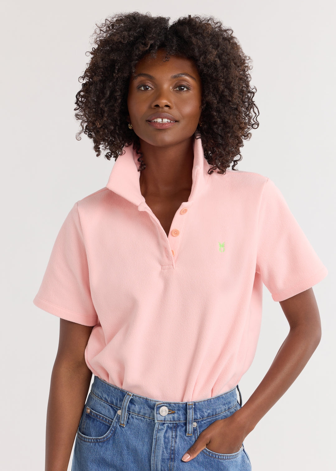 Kit Polo in Terry Fleece (First Blush)