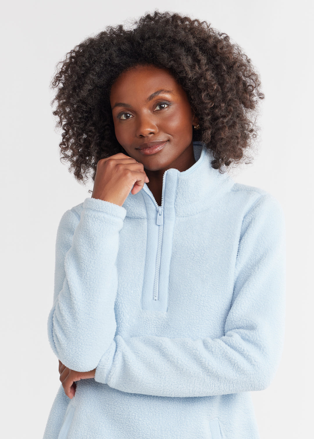 Laurel Pullover in Sherpa Fleece (Ice Blue)