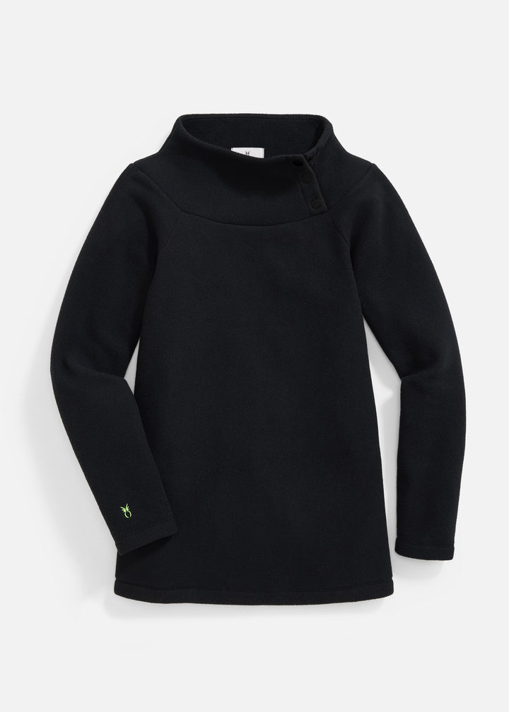 Marielle Mock Neck in Vello Fleece (Black)