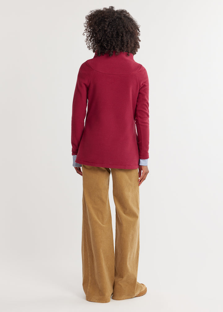 Marielle Mock Neck in Vello Fleece (Burgundy)