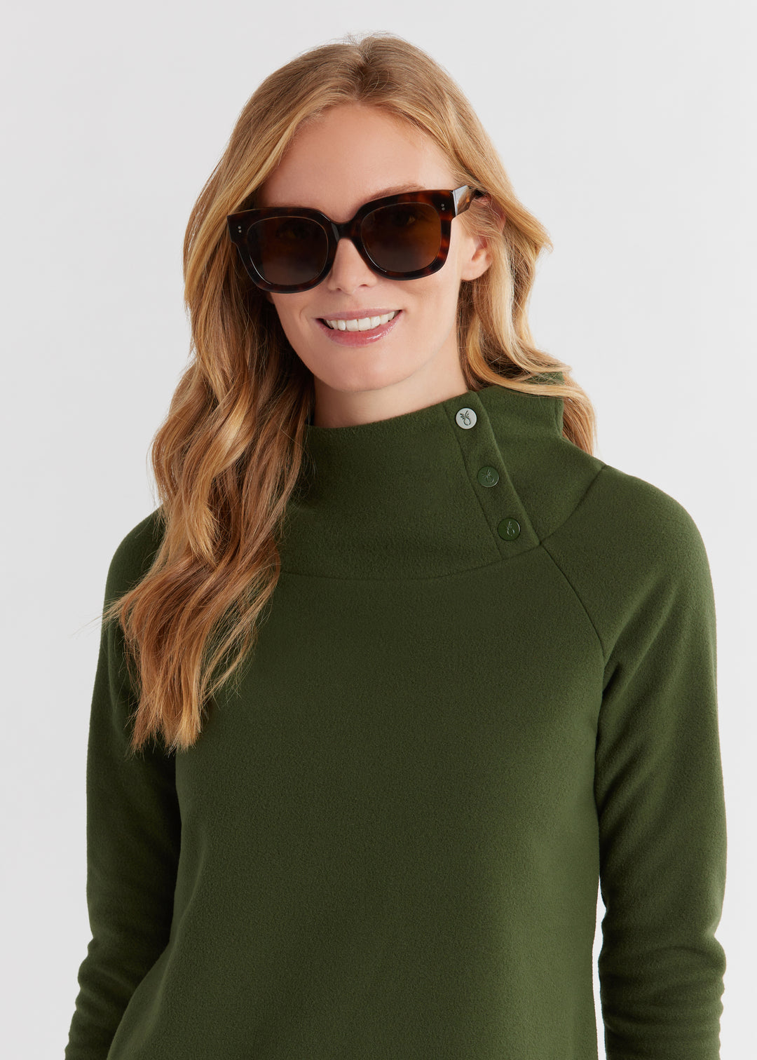 Marielle Mock Neck in Vello Fleece (Spruce)