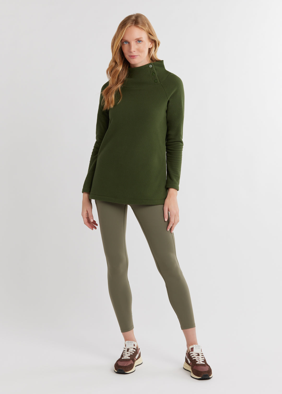 Marielle Mock Neck in Vello Fleece (Spruce)