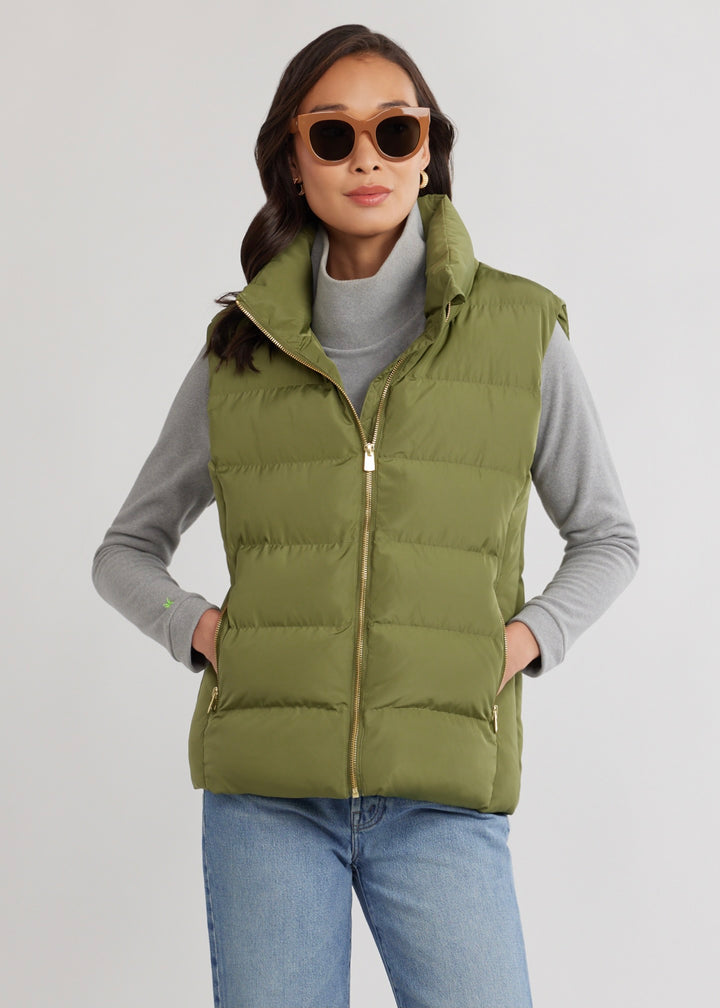 Marin Vest in Lustre Puff (Army Green)