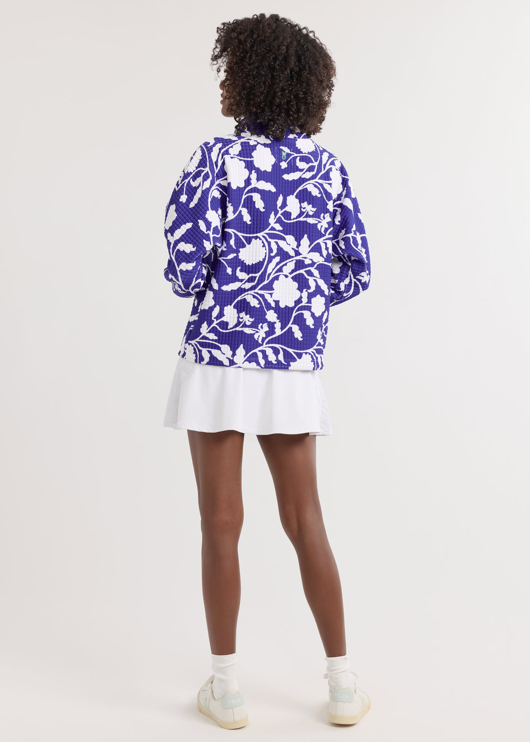 Marion Zip Pullover in Waffle (Blue Floral)