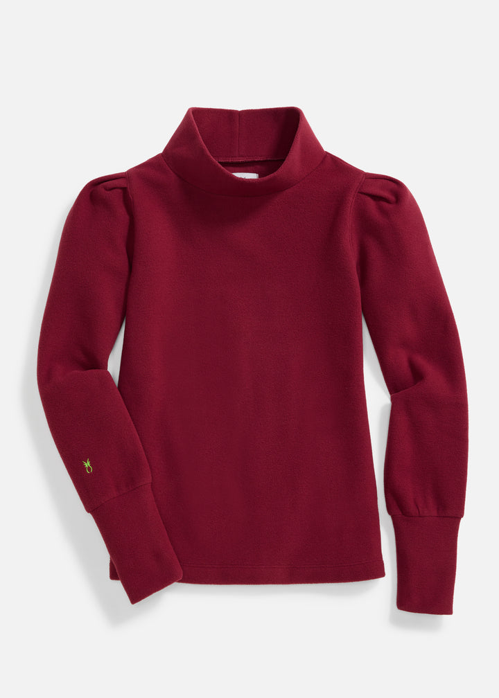 Palace Puff Sleeve Turtleneck in Vello Fleece (Burgundy)