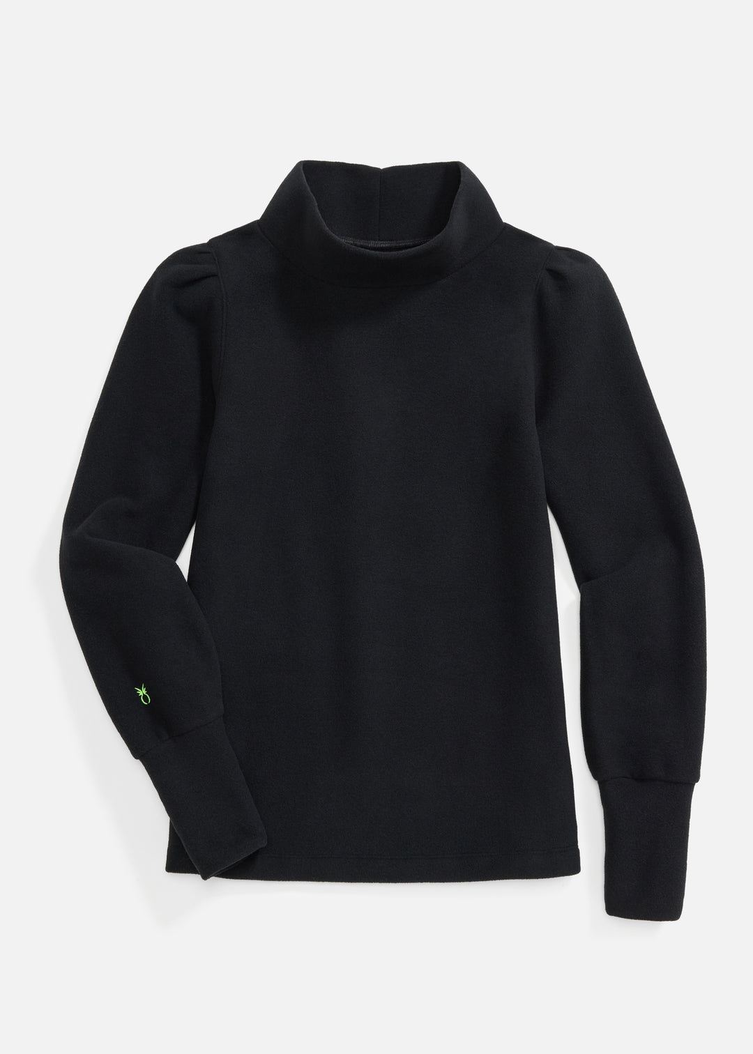 Palace Puff Sleeve Turtleneck in Vello Fleece (Black)