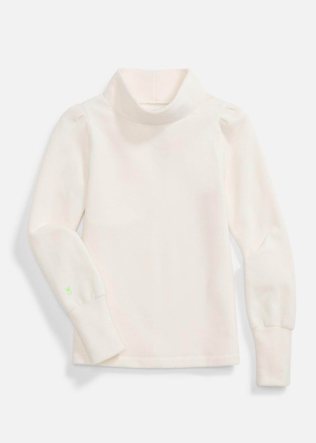 Palace Puff Sleeve Turtleneck in Vello Fleece (Cream)