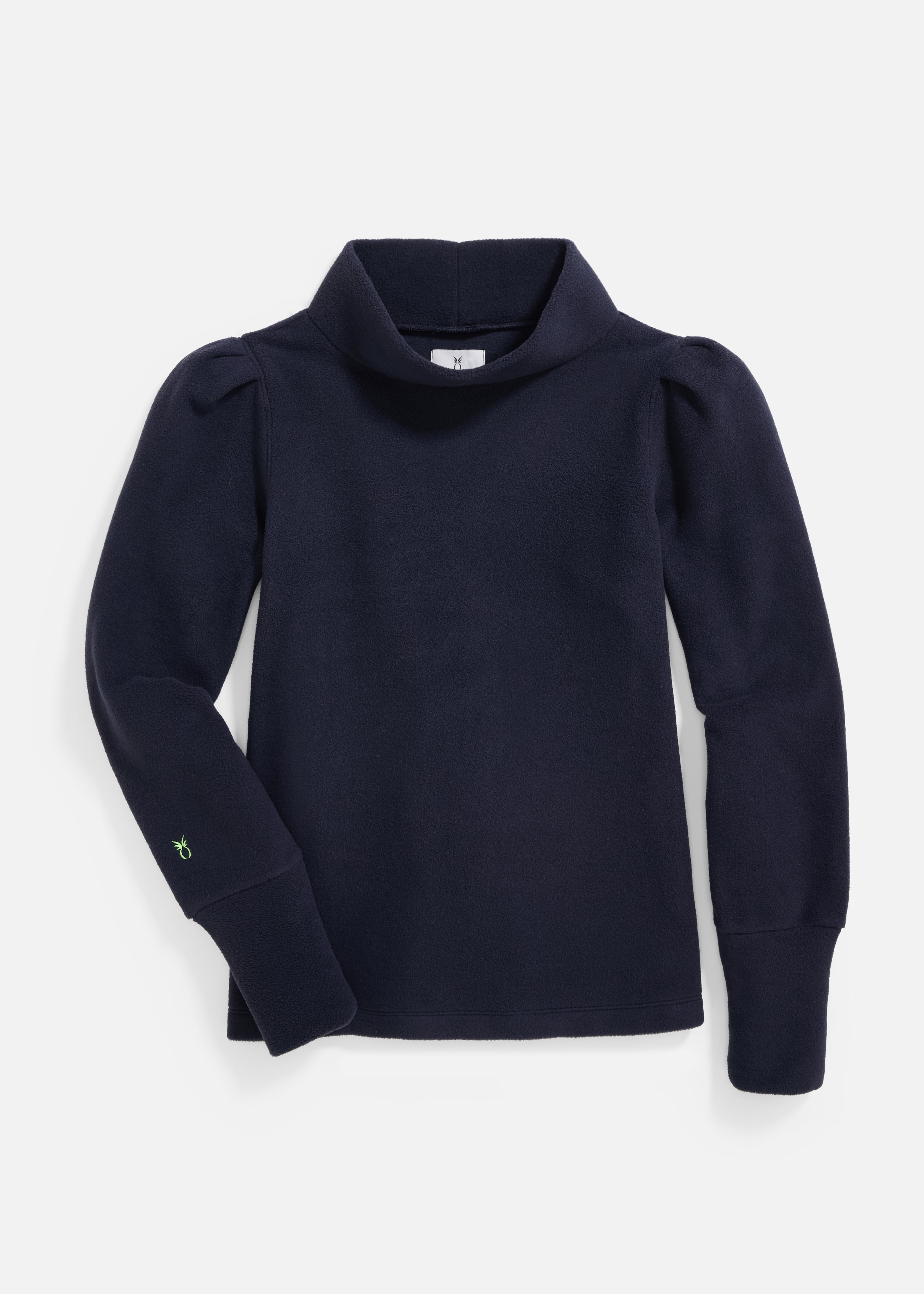 Palace Puff Sleeve Turtleneck in Vello Fleece Navy Dudley Stephens