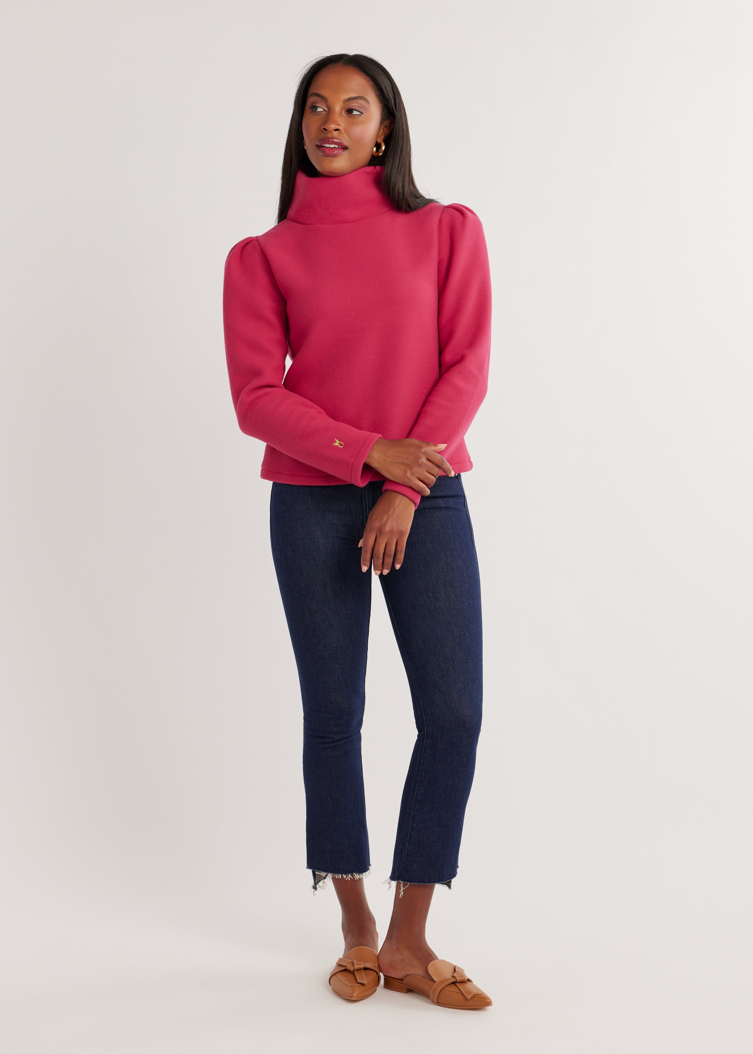 Puff shoulder turtleneck online sweater