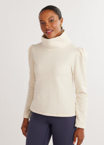 Palmer Puff Sleeve Turtleneck in Vello Fleece (Cream) – Dudley