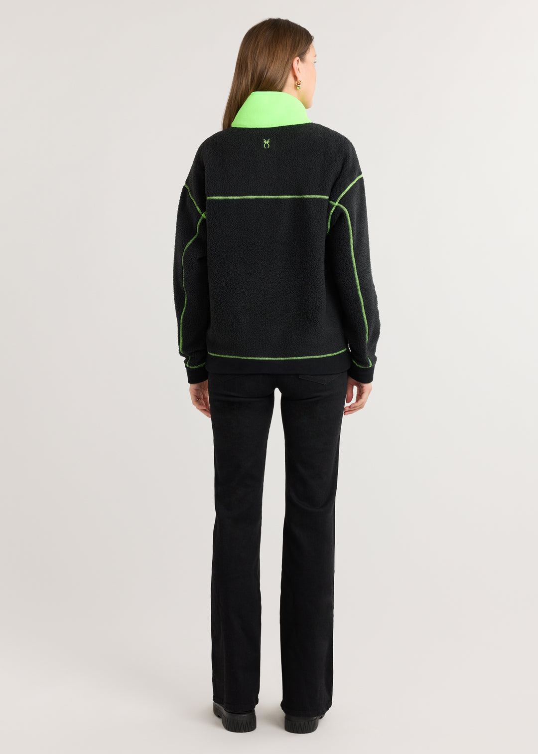 Palomino Pullover in Sherpa Fleece (Black/Dudley Green)