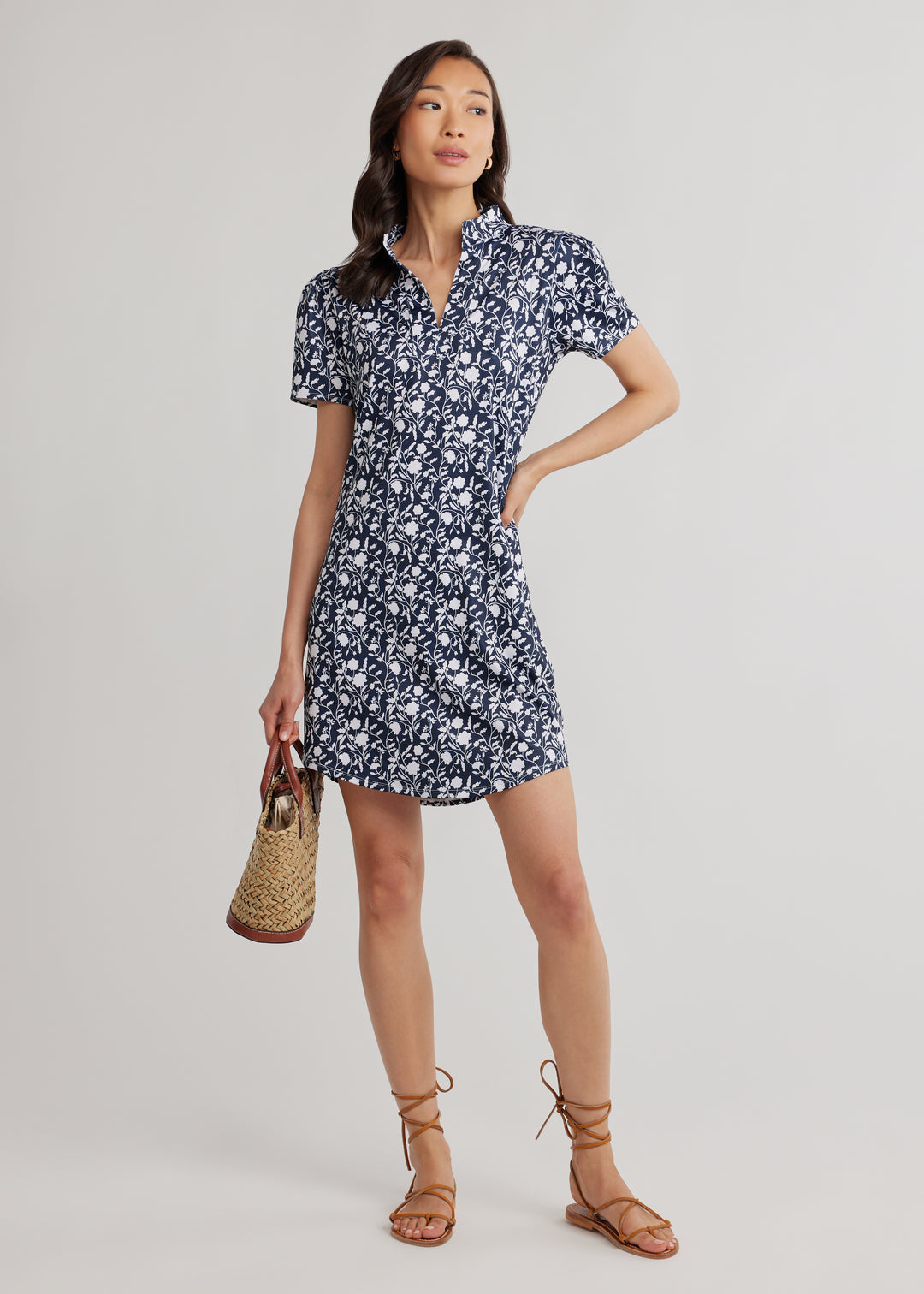 Parker Puff Sleeve Dress in Luxe Stretch (Midnight Floral)