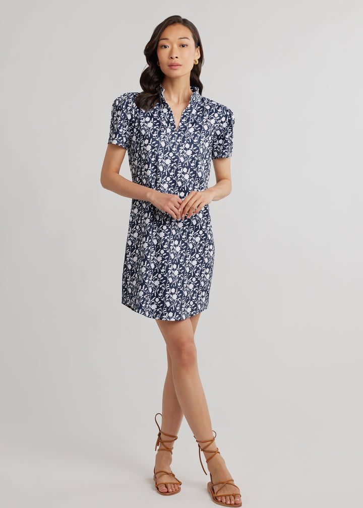 Parker Puff Sleeve Dress in Luxe Stretch (Midnight Floral)