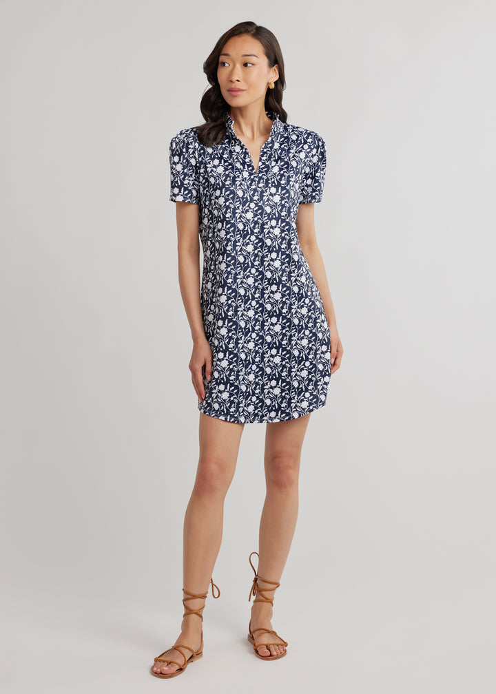 Parker Puff Sleeve Dress in Luxe Stretch (Midnight Floral)